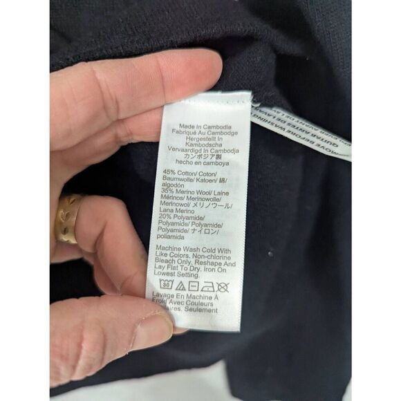 J. Crew Teddie Pullover Sweater women's size XL black cotton Merino Wool - Picture 4 of 5